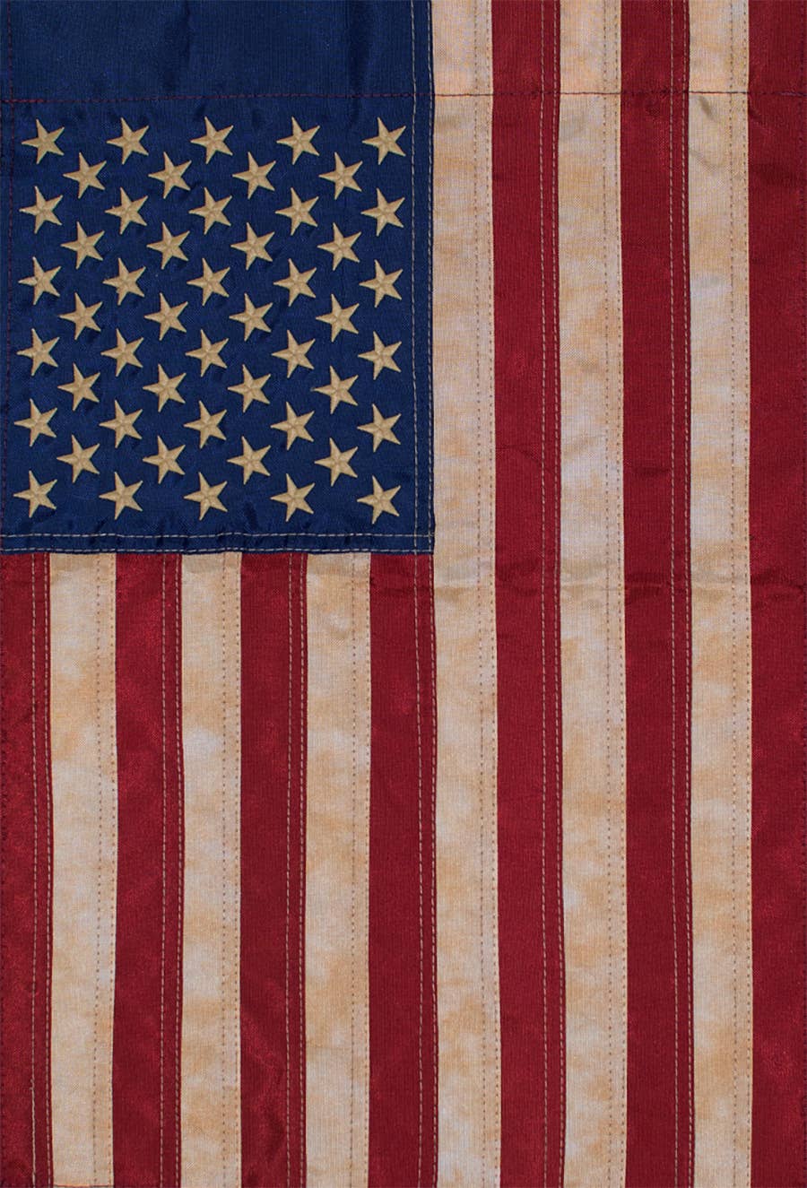 Tea Stained American Flag Embroidered Garden Flag