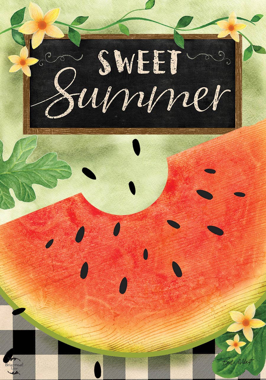 Sweet Summer Watermelon Primitive Garden Flag