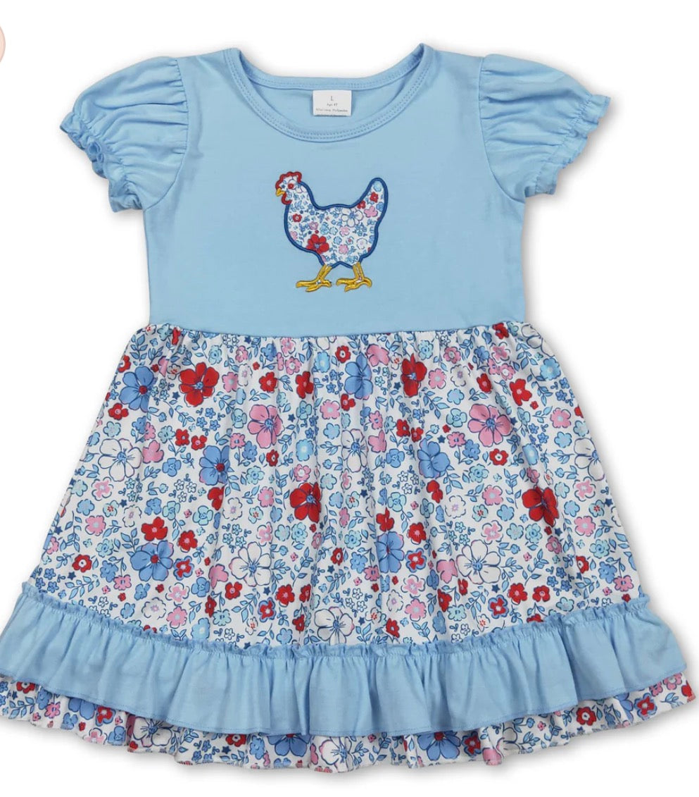 Chicken Blue Floral Dress