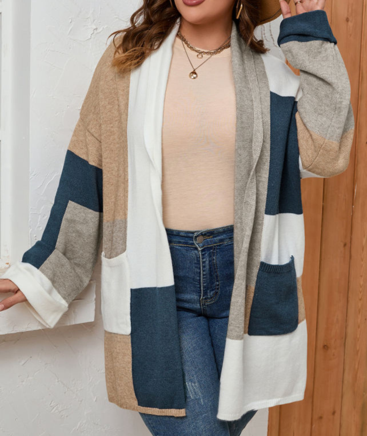 Multicolor Plus Size Knit Cardigan