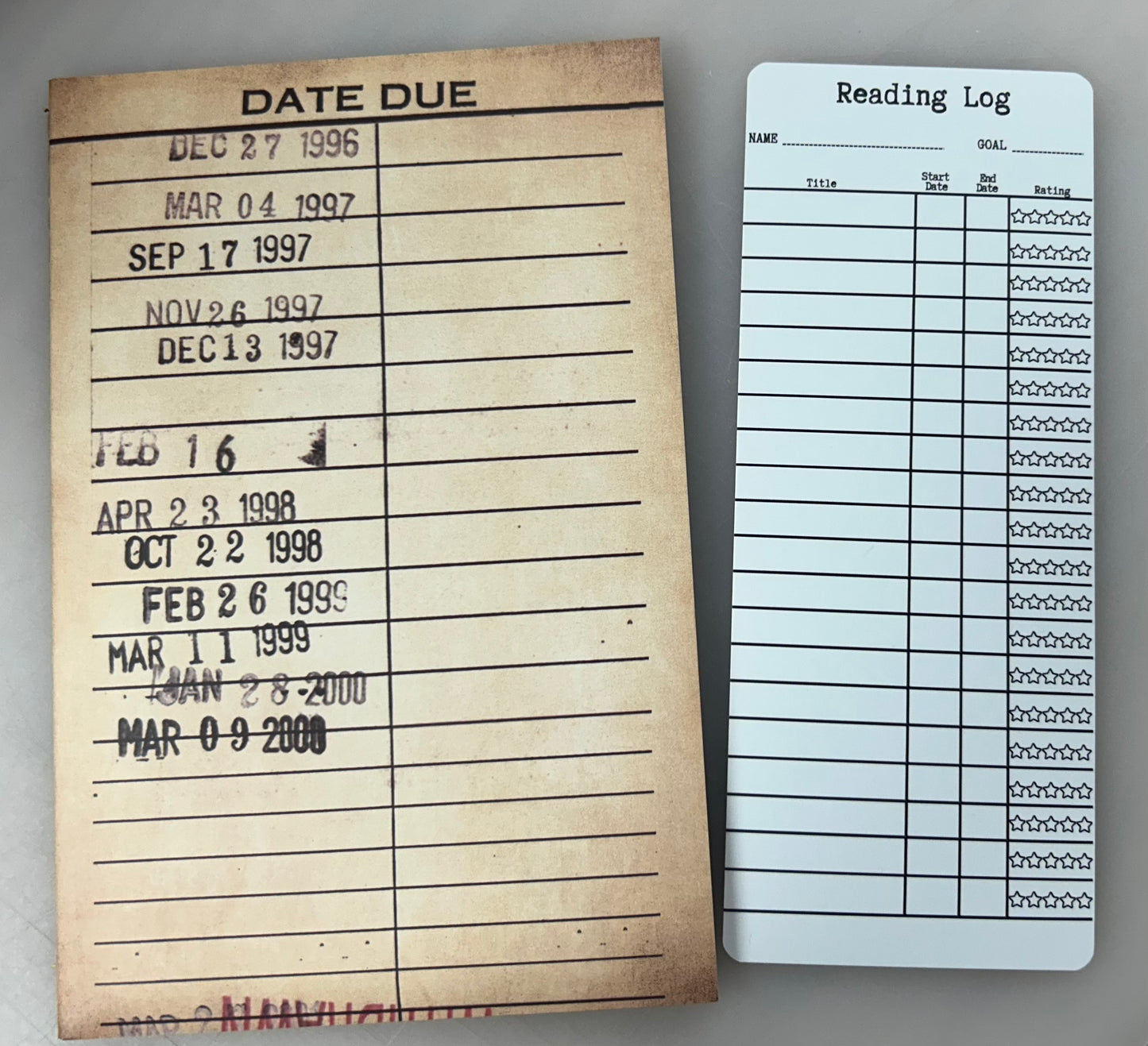Library Card Notebook & Reading Log Notecard