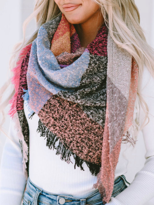 Plaid Tassel Scarf