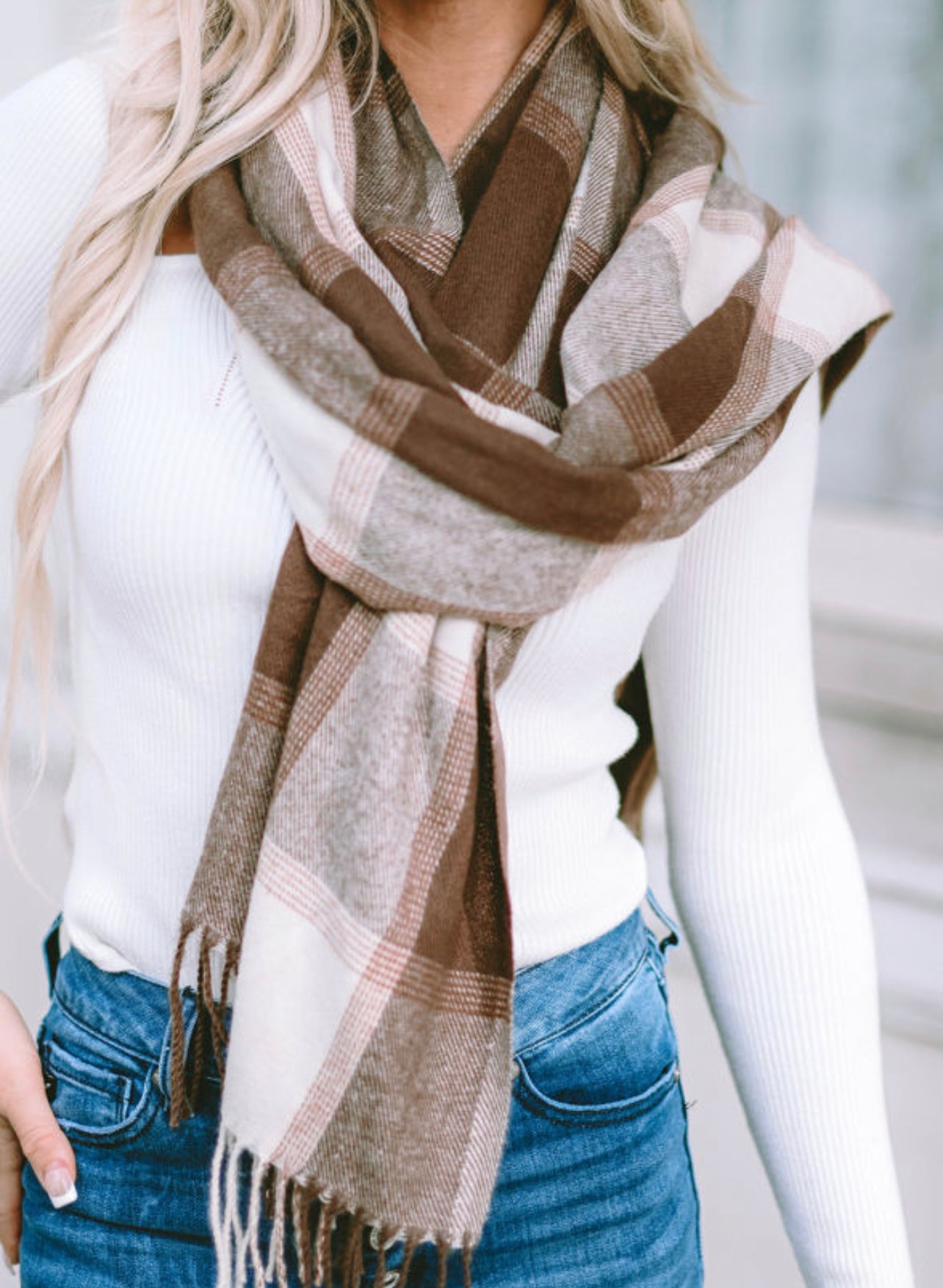 Brown Tassel Scarf