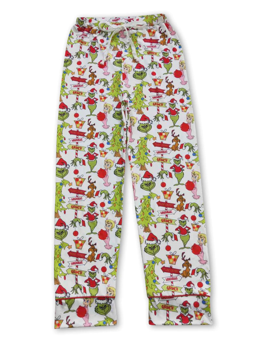 Grinch Christmas Pajama Pants, Adult