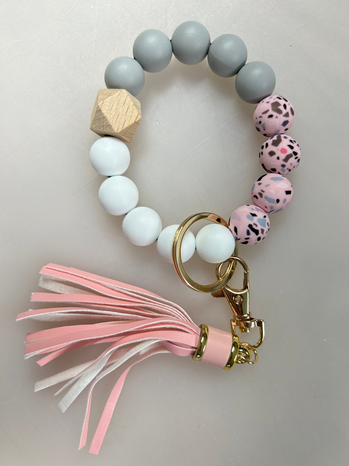 Pebble Beaded Keychain Wristlet