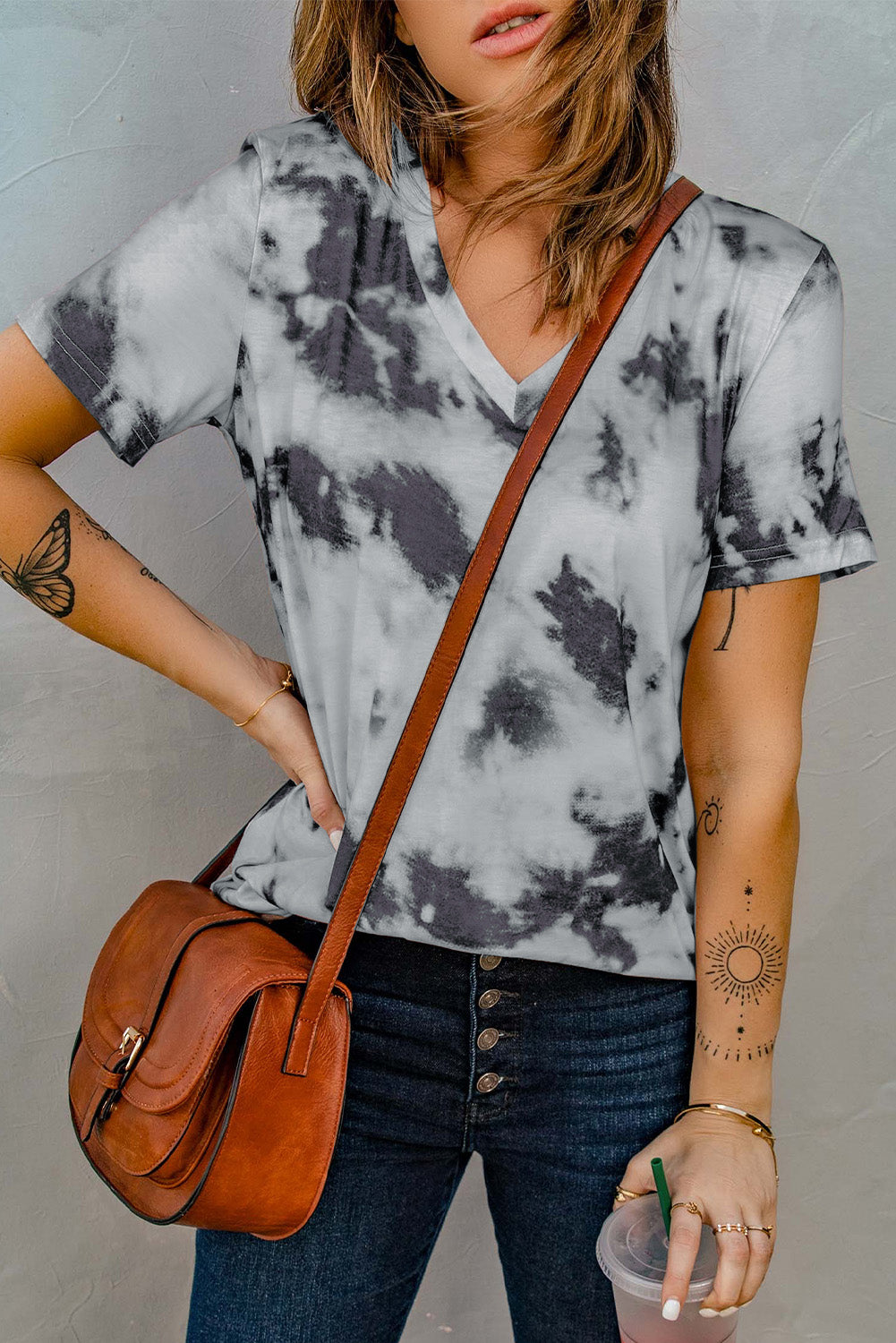 Tie-dye V Neck T-shirt