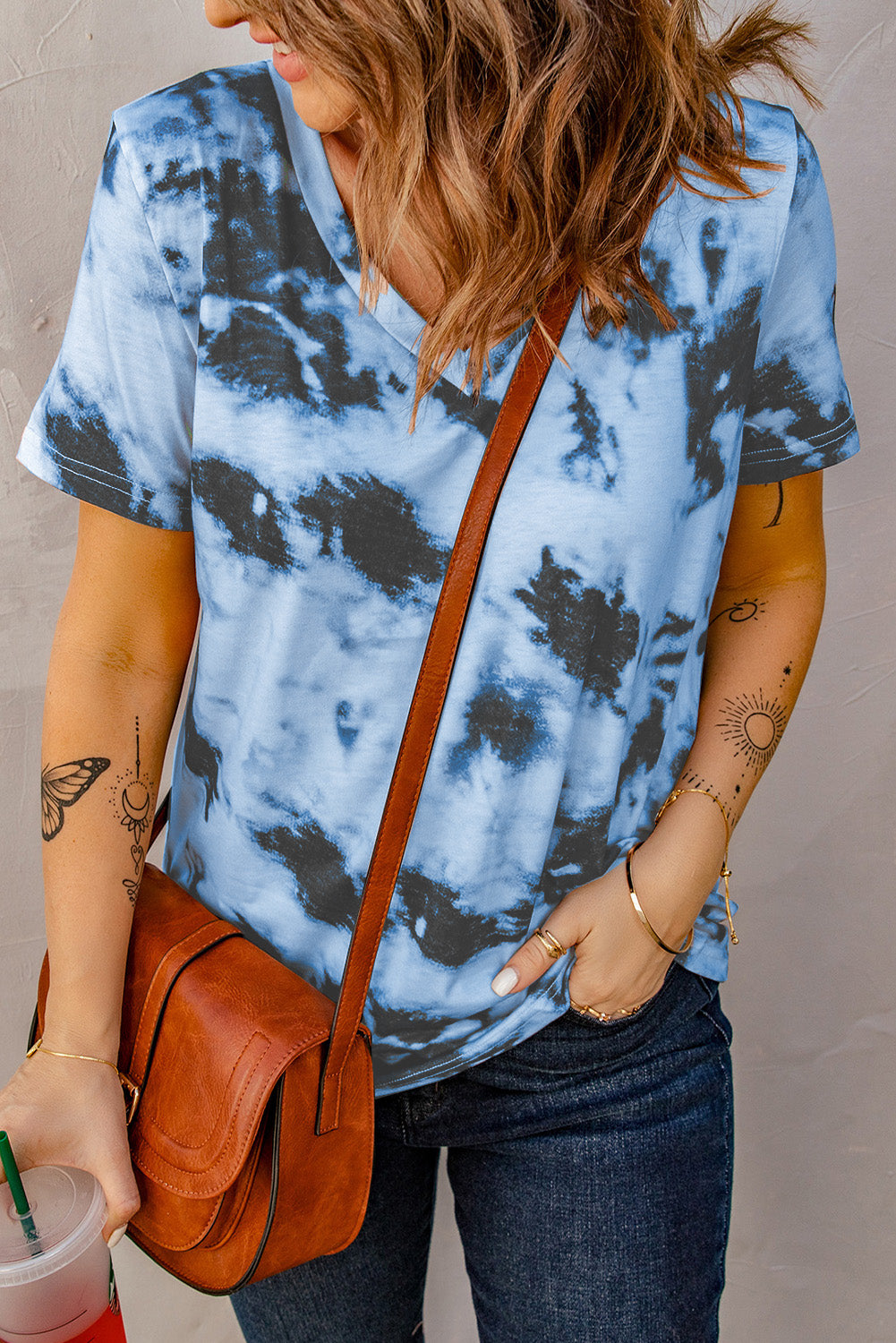 Tie-dye V Neck T-shirt