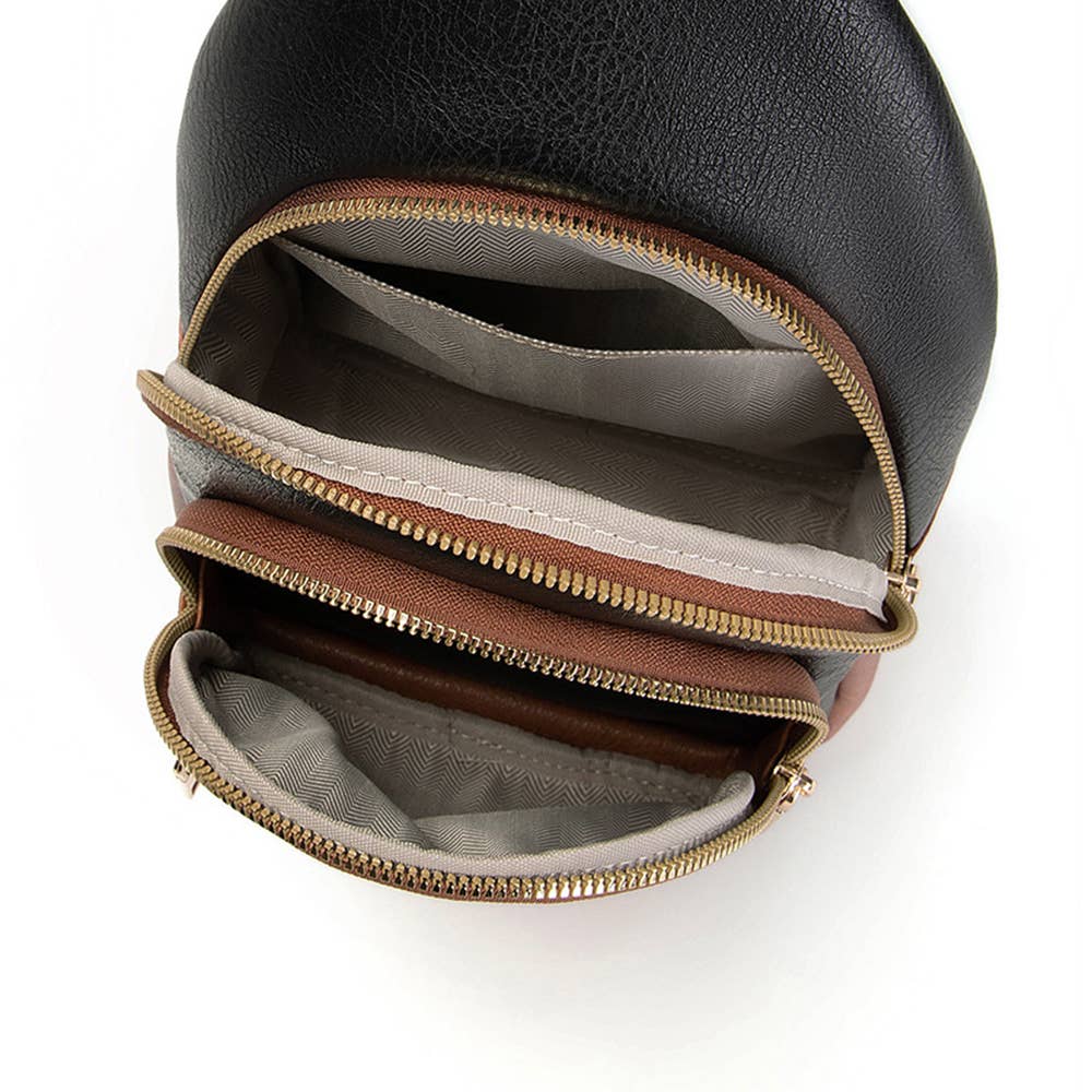 Retro Multi Layered Shoulder Bag: Brown