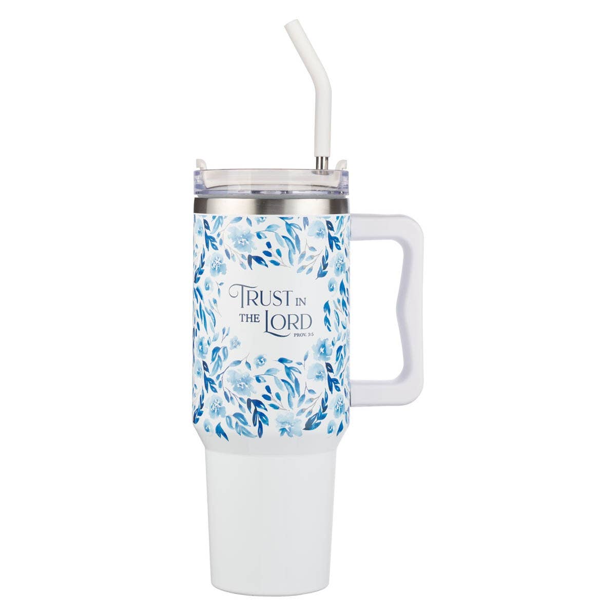 Blue Floral Trust Prov. 3:5 Tumbler
