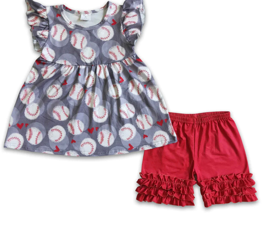 Baseball Flutter Sleeve & Shorts Outfit