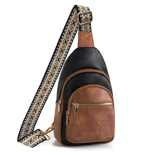 Retro Multi Layered Shoulder Bag: Brown