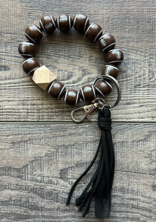 Sports Keychain with Wooden Beads : Football