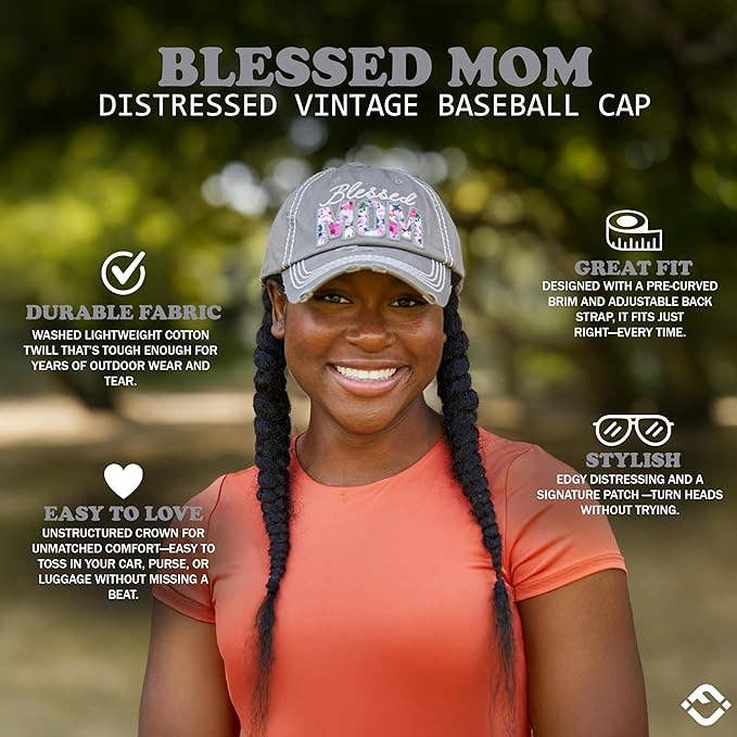 Vintage Distressed Patch Hat- Blessed Mom