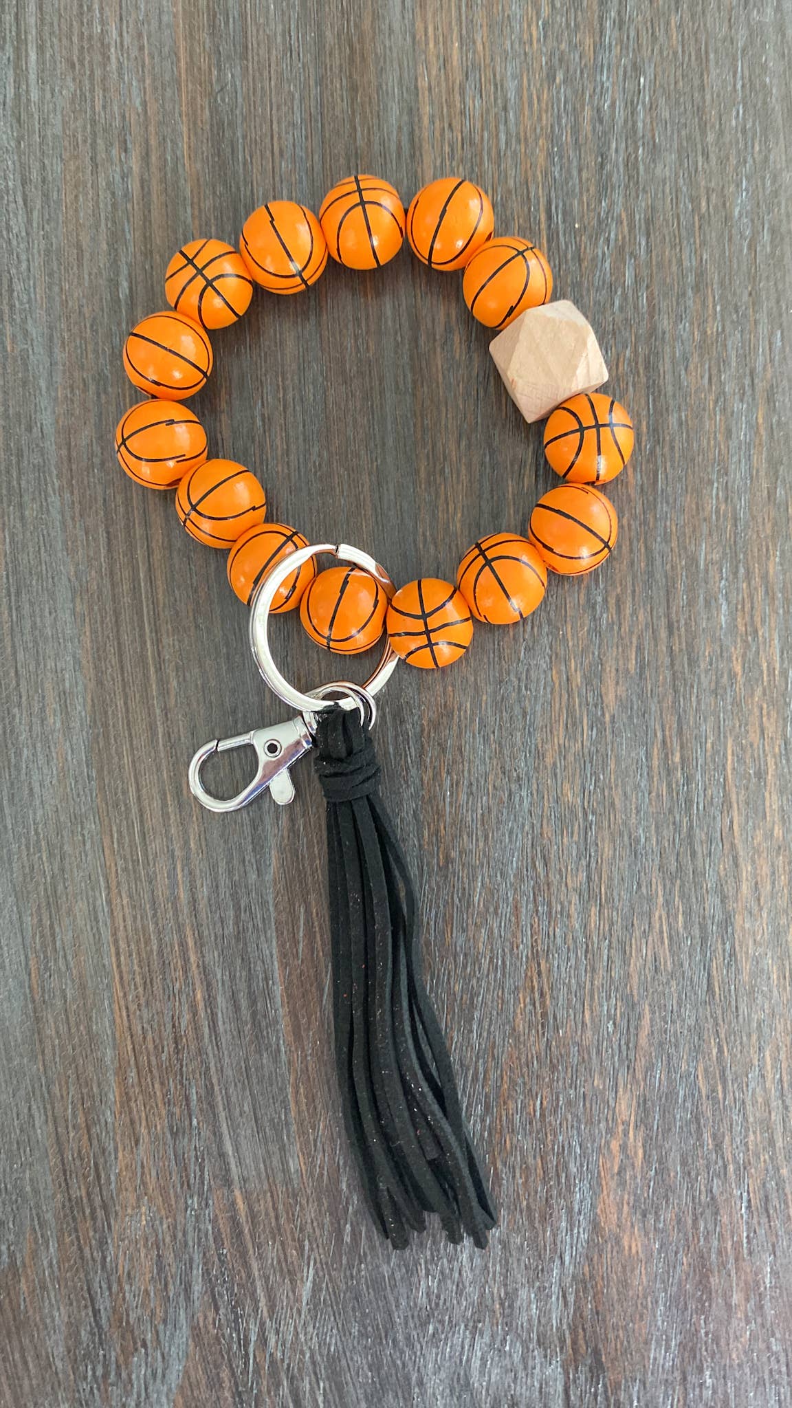 Sports Keychain with Wooden Beads : Baseball