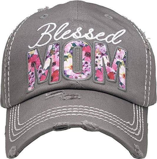 Vintage Distressed Patch Hat- Blessed Mom