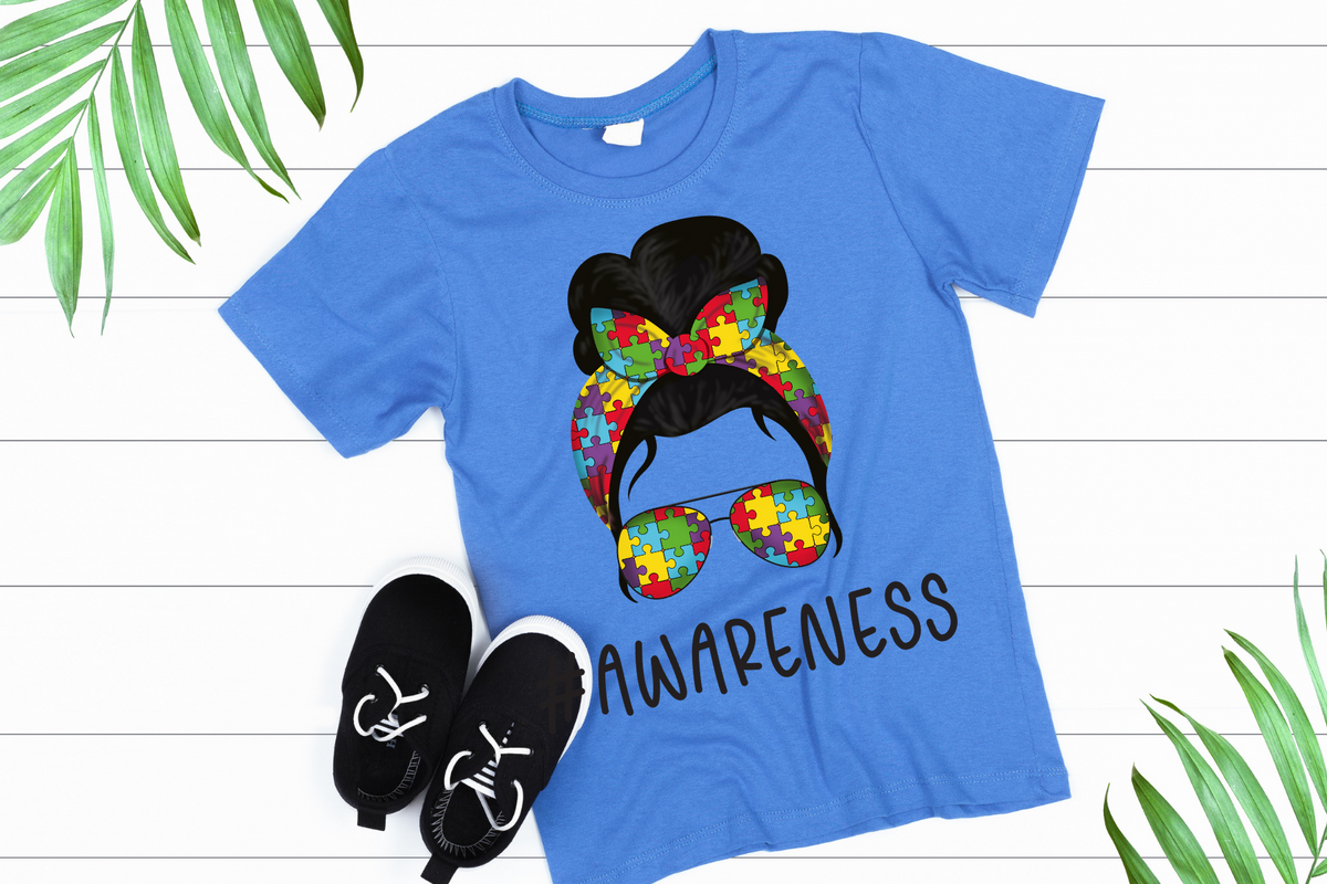 Messy Bun Autism Awareness