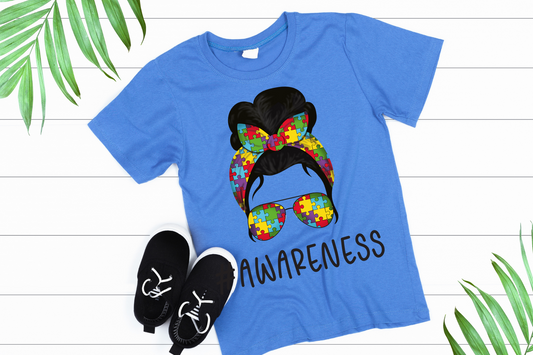 Messy Bun Autism Awareness
