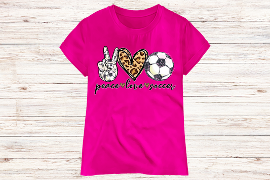 Peace, Love, Soccer- Leopard