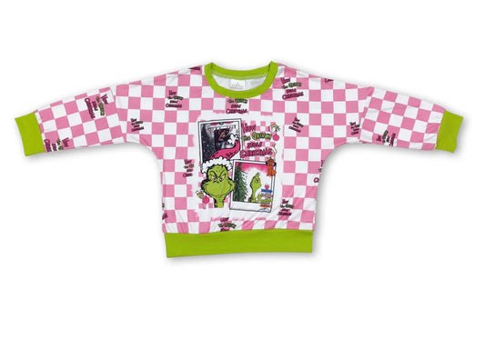 Grinch Pink Plaid Sweatshirt