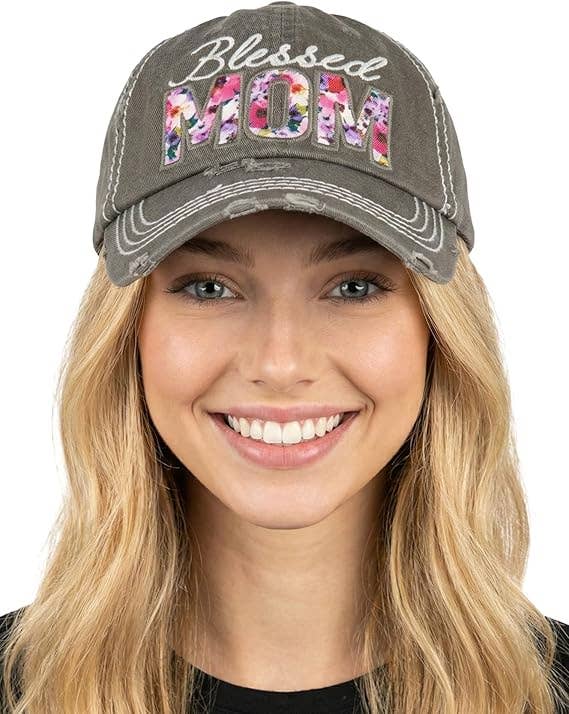 Vintage Distressed Patch Hat- Blessed Mom
