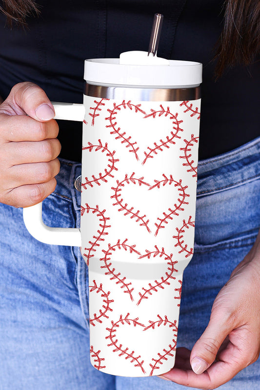 Print 40oz Stainless Steel Cup with Handle- Baseball Love