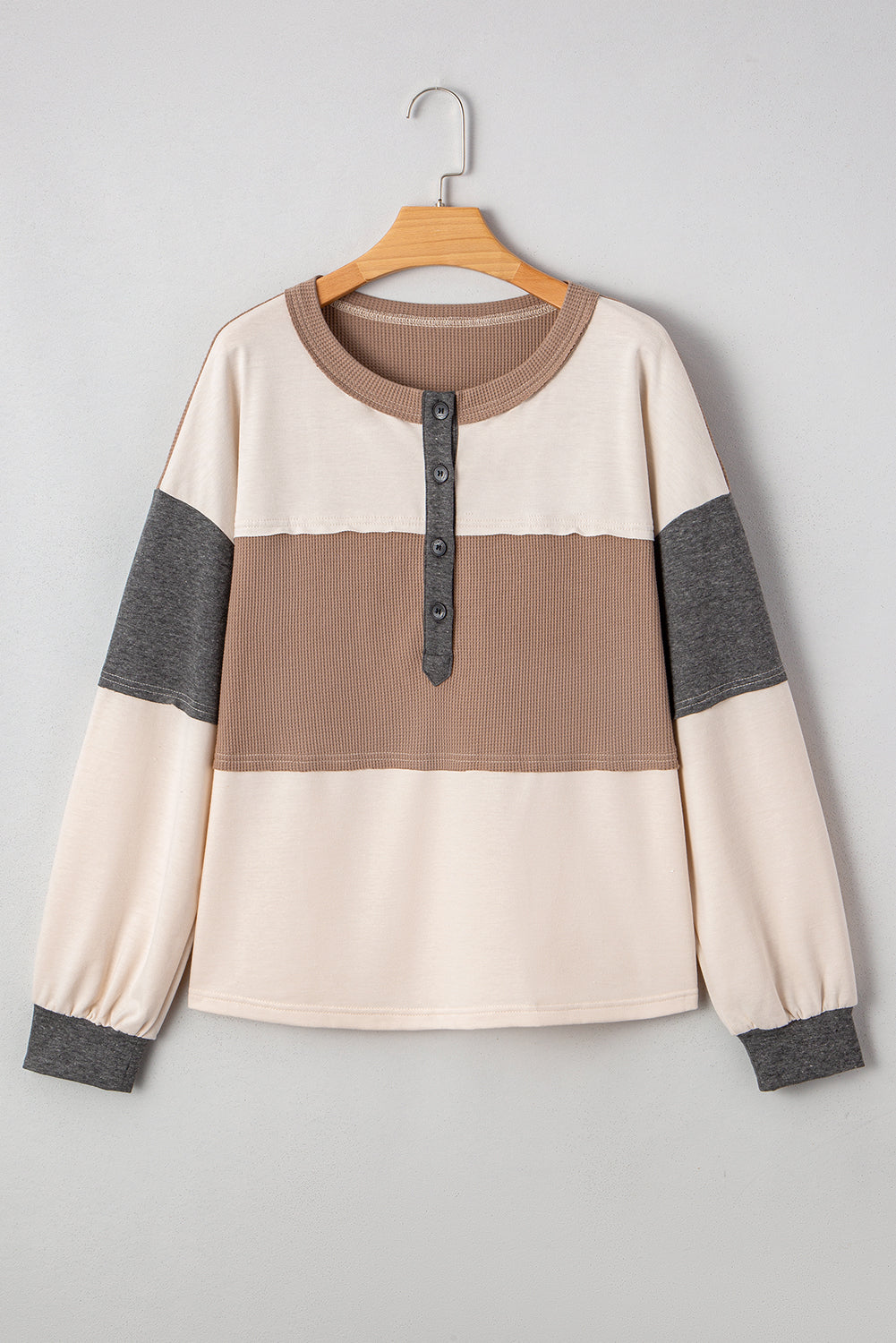 Colorblock Waffle Henley Top