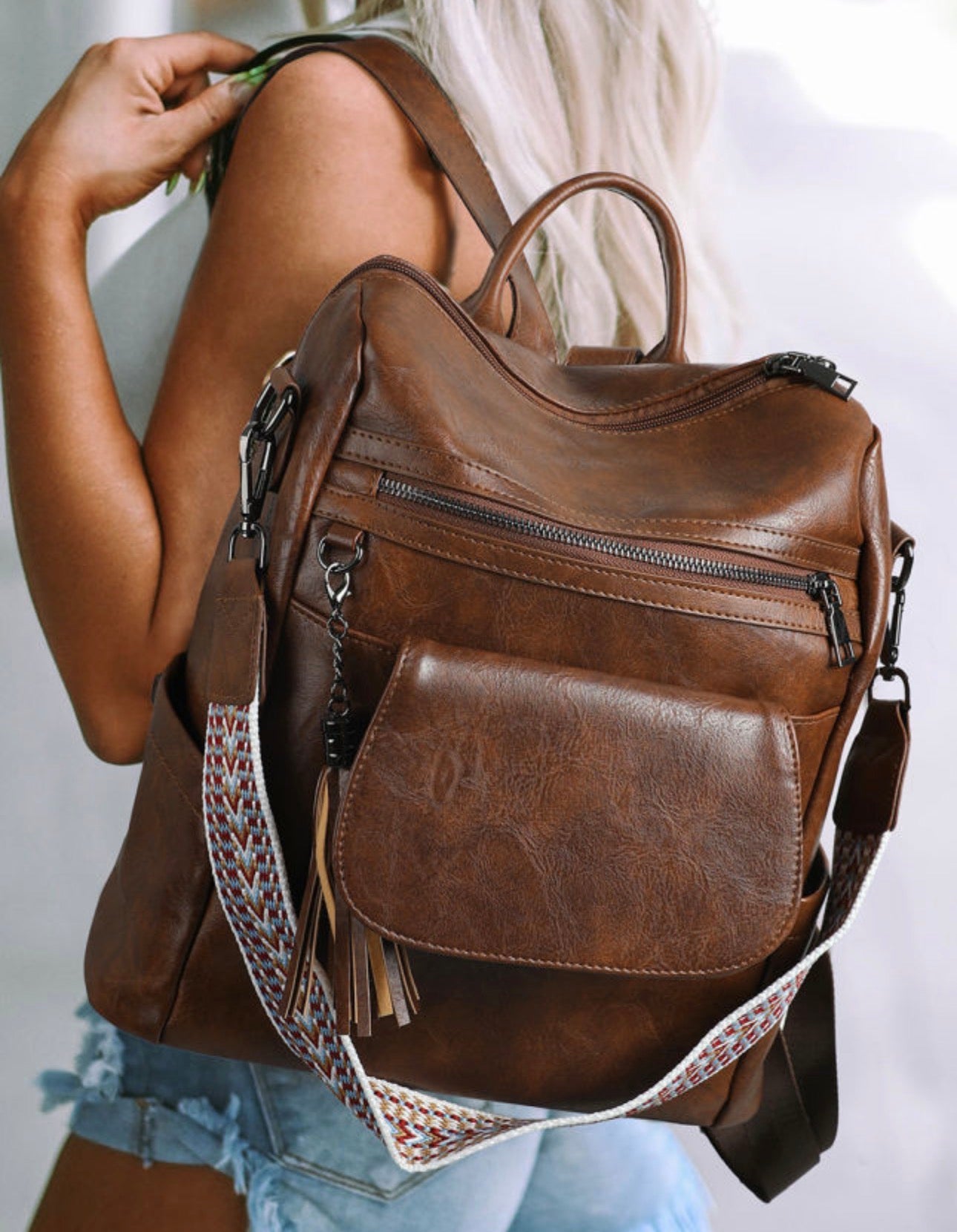 Printed Strap Backpack