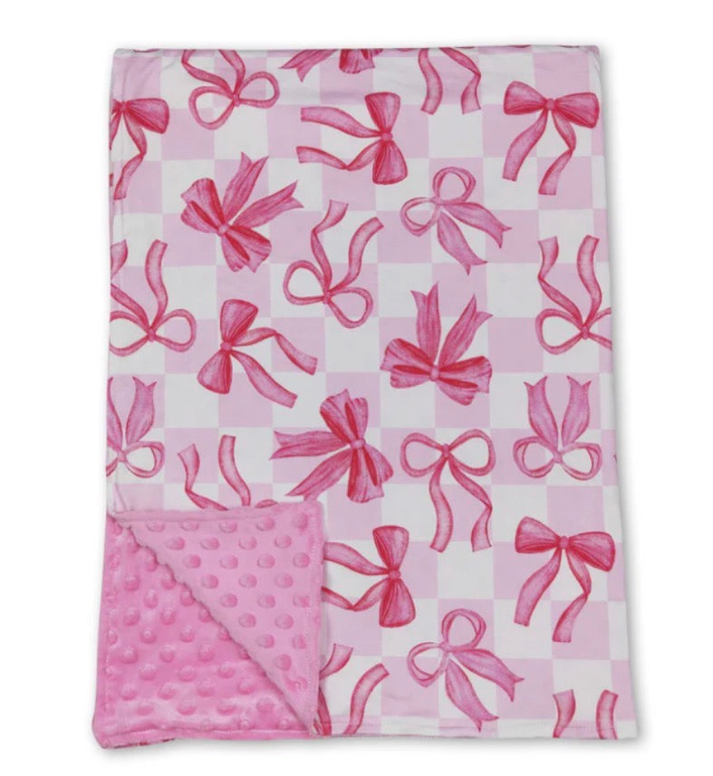 Pink Bow Minky Blanket