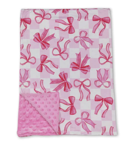 Pink Bow Minky Blanket
