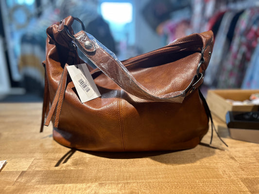 Brown Faux Leather End Zipper Pockets Purse