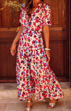 Floral Button Maxi Dress w/ Pockets