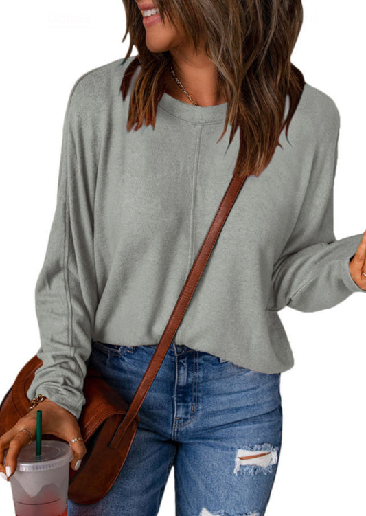 Gray Patchwork Long Sleeve Top