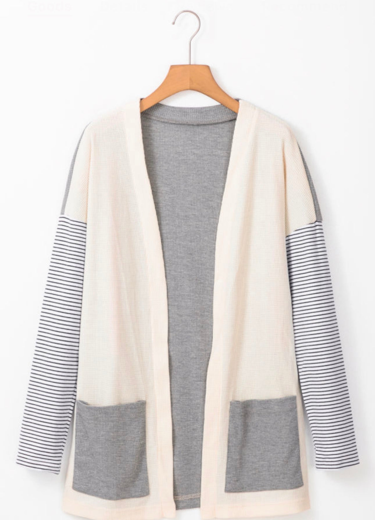Black Stripe Colorblock Patchwork Open Cardigan