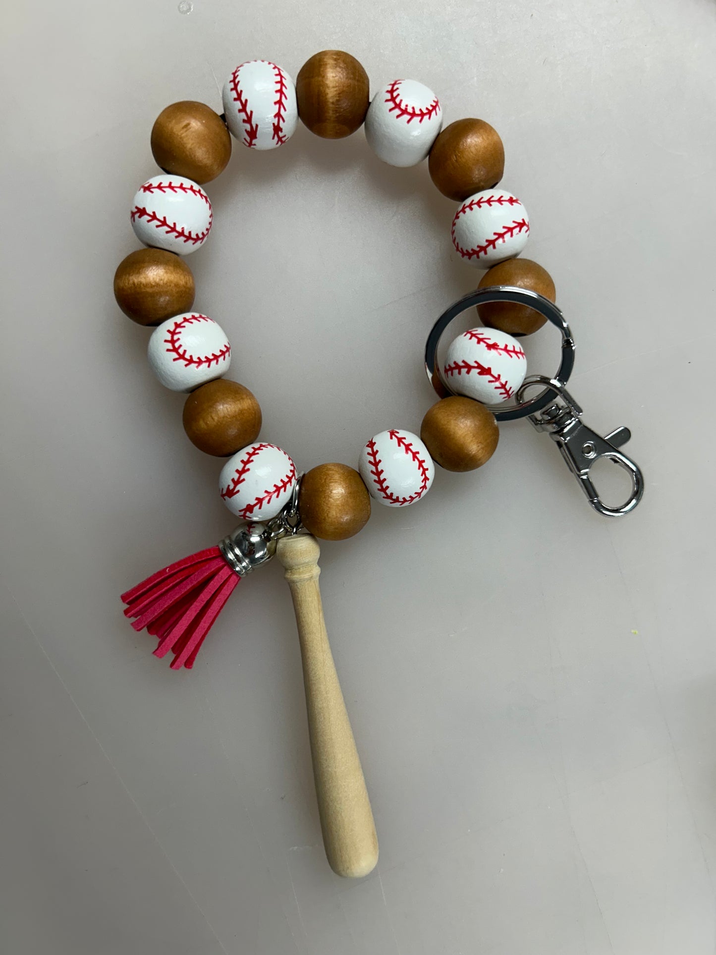 Baseball Beaded Keychain Wristlet
