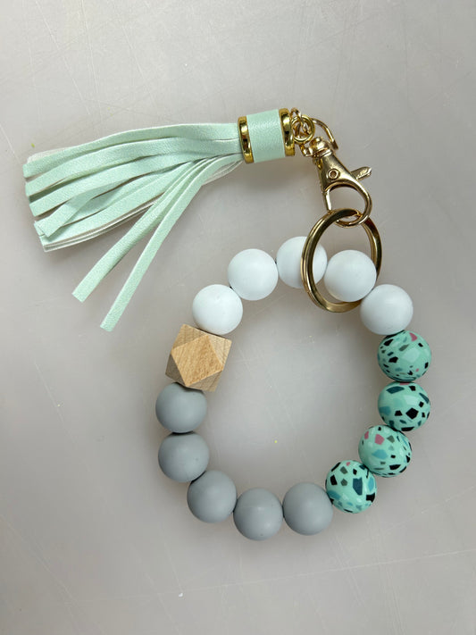 Pebble Beaded Keychain Wristlet