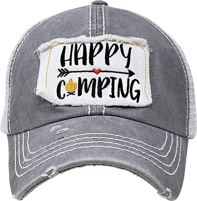 Patch Mesh Baseball Hat- Happy Camping