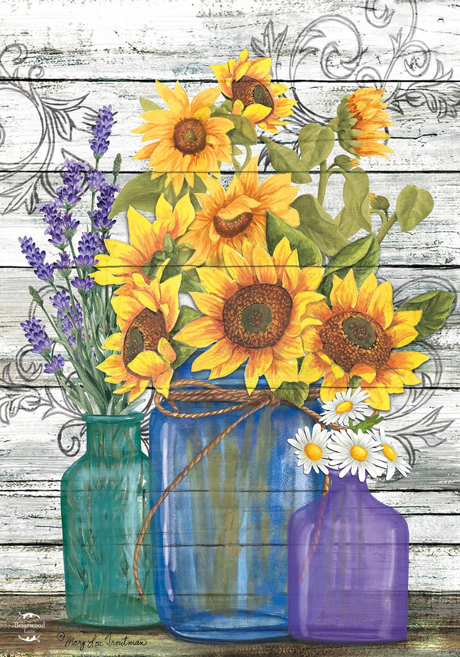 Rustic Sunflowers Garden Flag