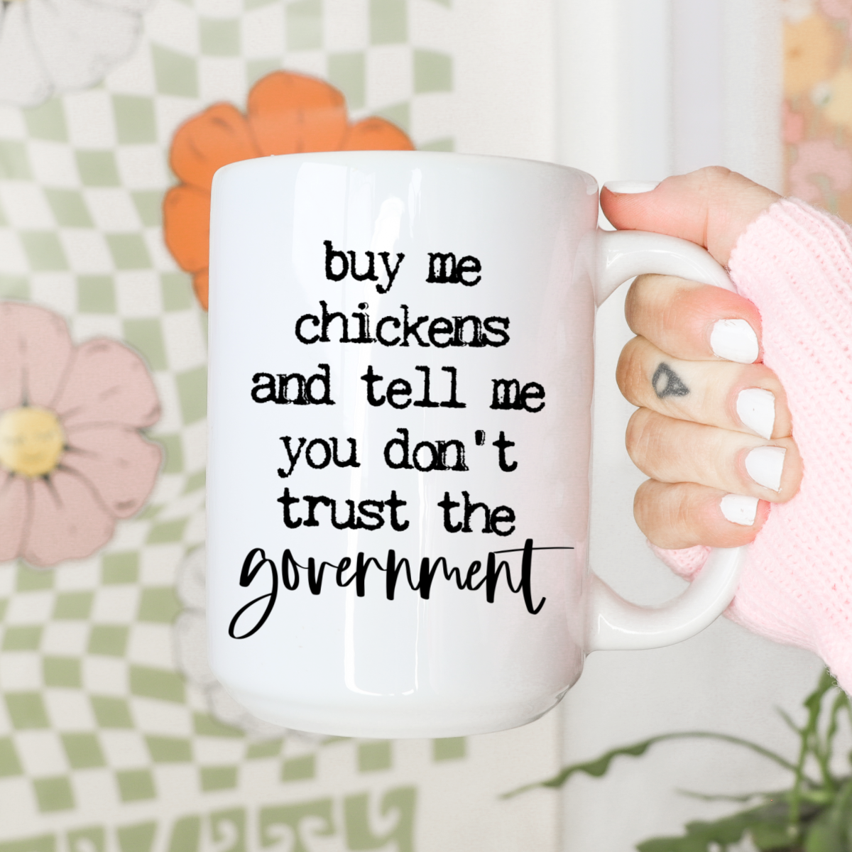 Buy me chickens mug
