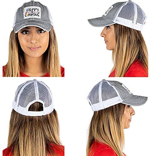 Patch Mesh Baseball Hat- Happy Camping
