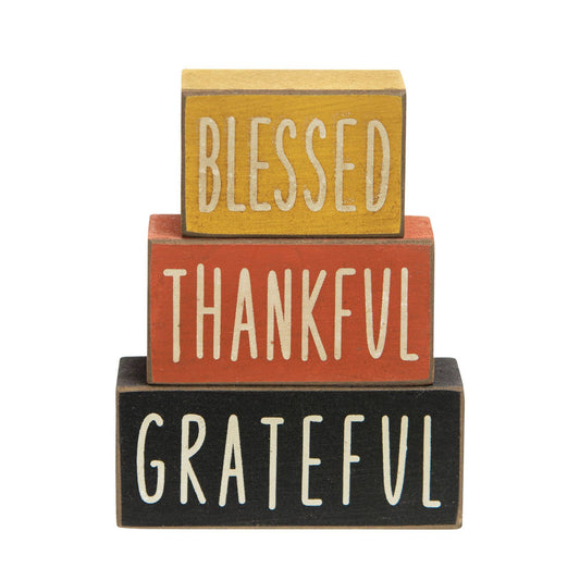 Blessed, Thankful, Grateful Stacked Blocks