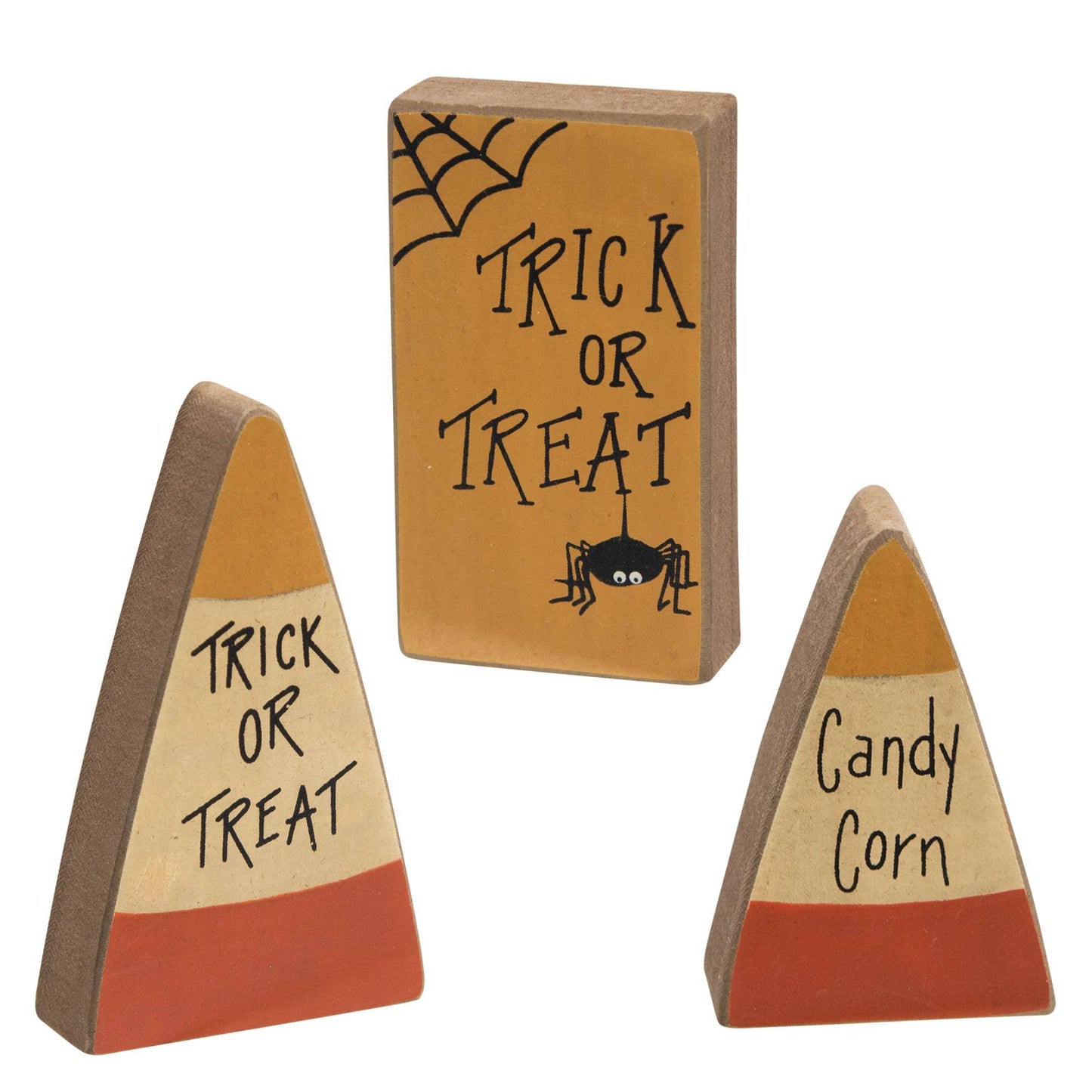 Trick Or Treat Candy Corn Blocks, Set of 3