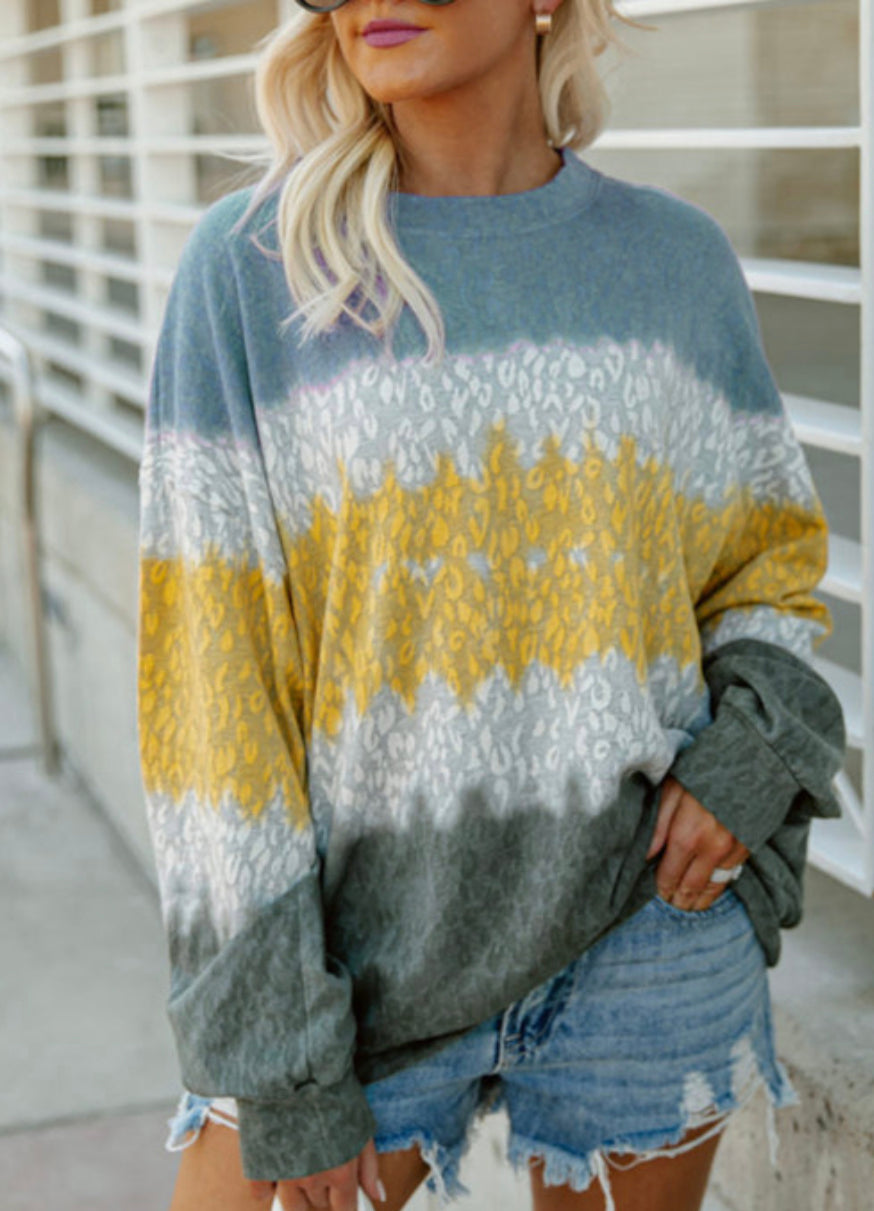Leopard Tie Dye Pullover Sweater
