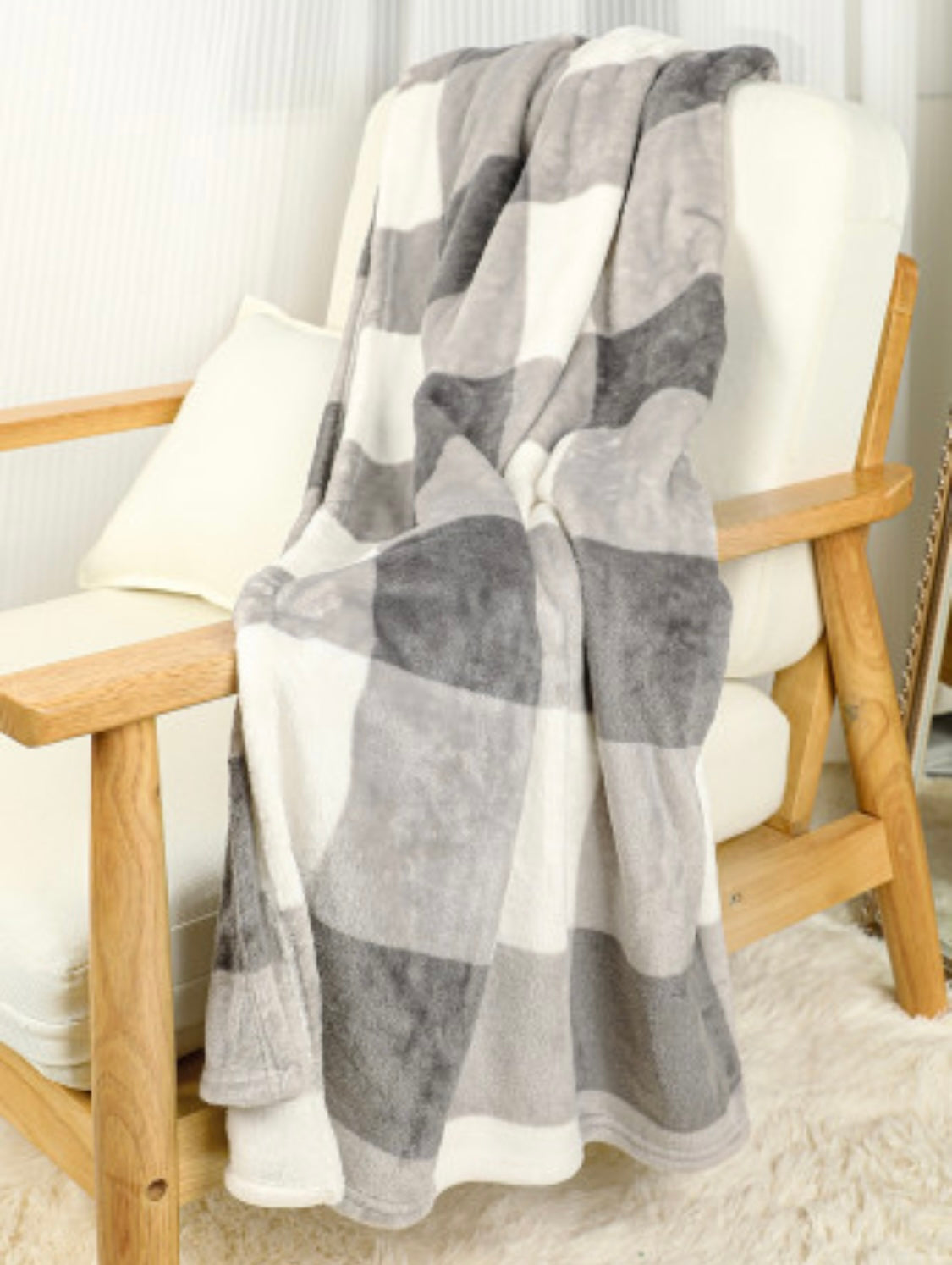 Gray Plaid Fleece Blanket