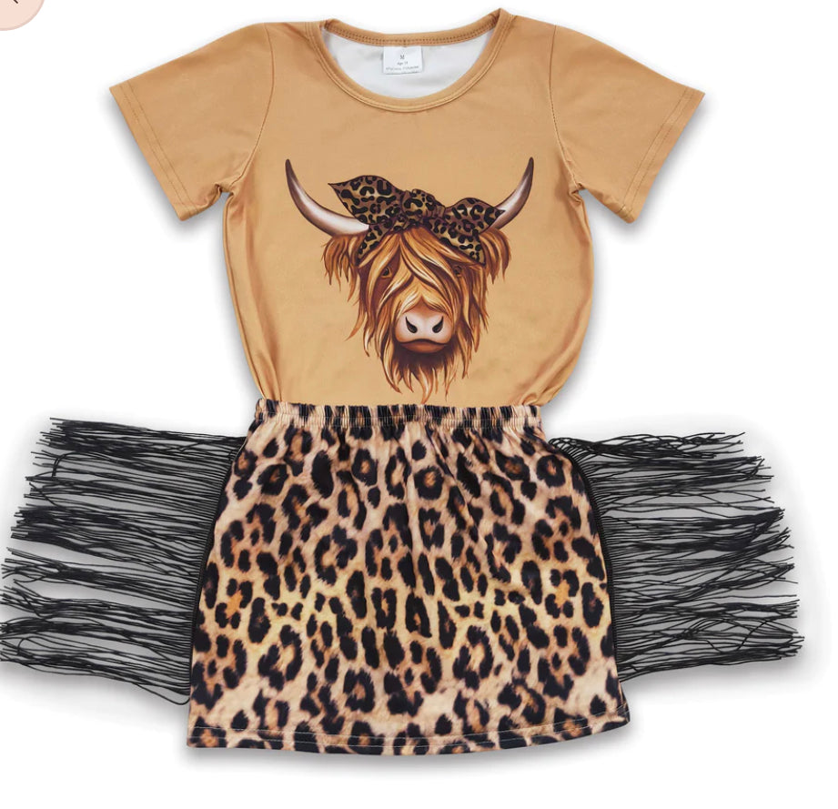 Highland Cow Tassel Skirt Set